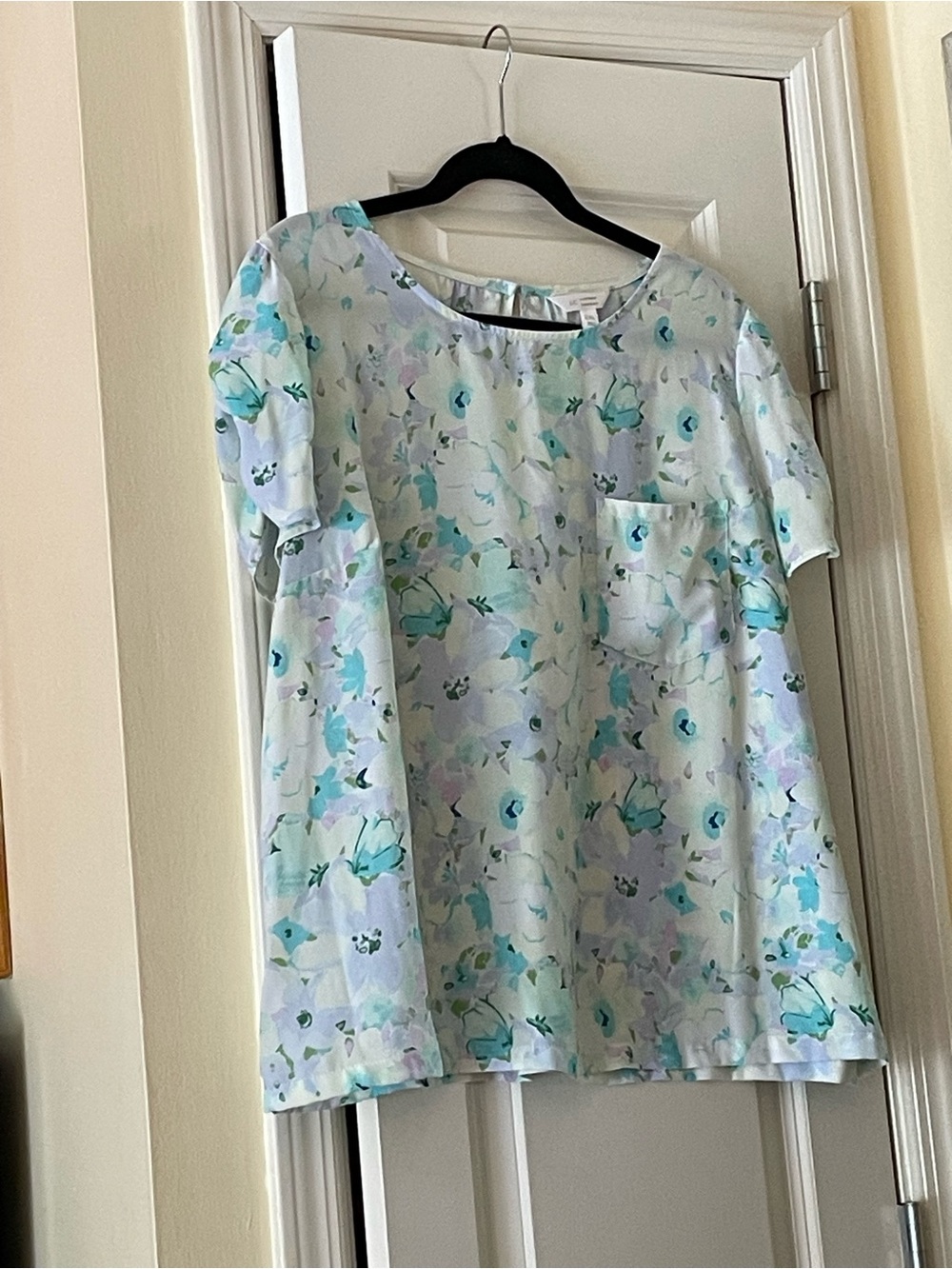 LC Floral Short-Sleeve Top - Light Blue & Mint